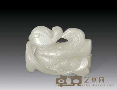 清代 白玉刻鸳鸯纹珮 长3.8cm